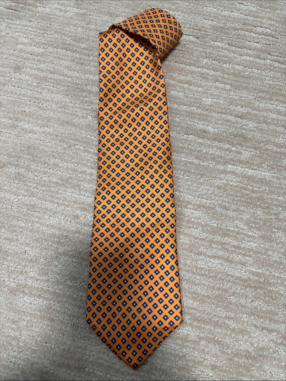 Vintage Orange Geometric Silk Tie